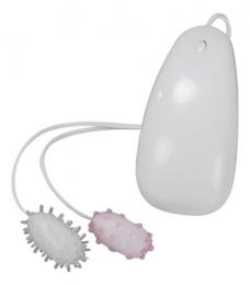 NipporiGift "MameKorori Double White" With Wartsack Vibrator Japanese Massager